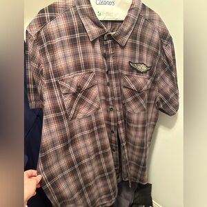 Harley-Davidson Plaid Short-Sleeve Button-Down Shirt Mens 3XL